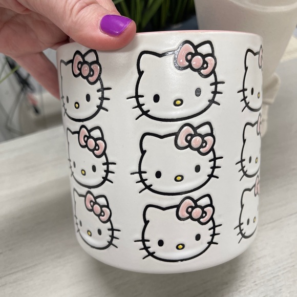 Hello Kitty Sanrio Blue Sky Pink Bow Ceramic Planter Garden Pot NWT - Picture 2 of 5